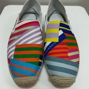 Christian Louboutin Pattern Print Canvas Striped Espadrilles Christian Louboutin White and Gold Galia Espadrilles - Ann main image 4